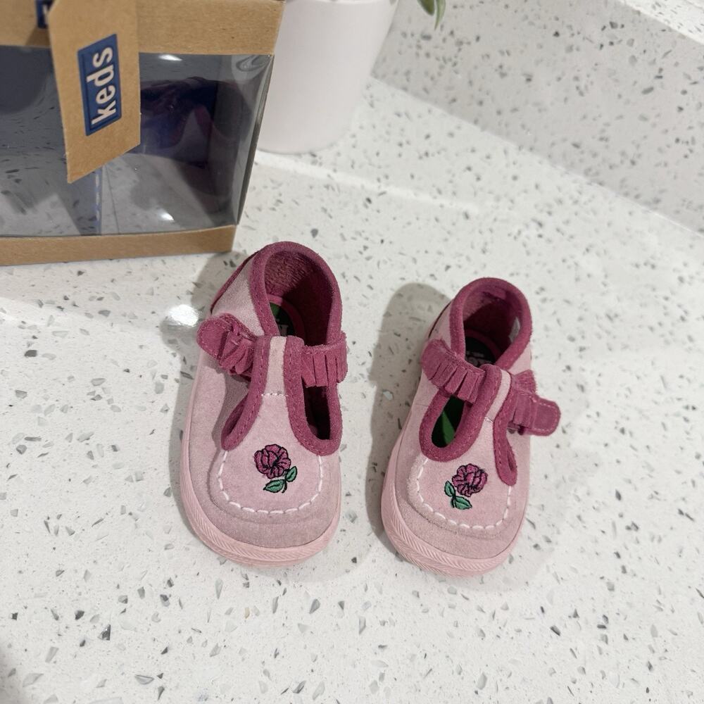 Baby Keds Pink Flower Shoes Size 3 walker little girl